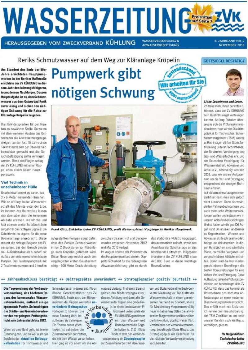 Cover Wasserzeitung 8. Jahrgang 2/2013